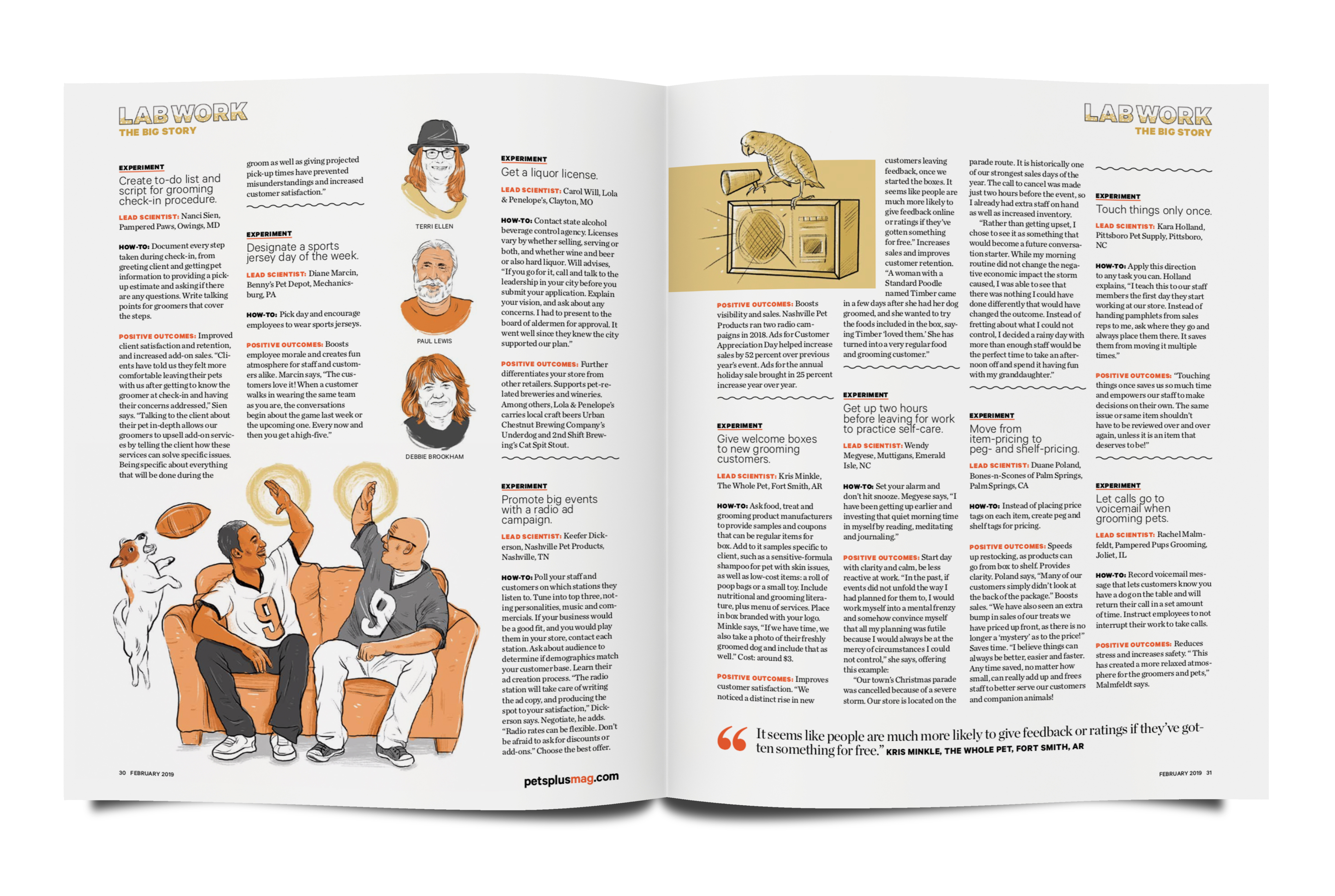 Full open magazine with blank sheet of paper.